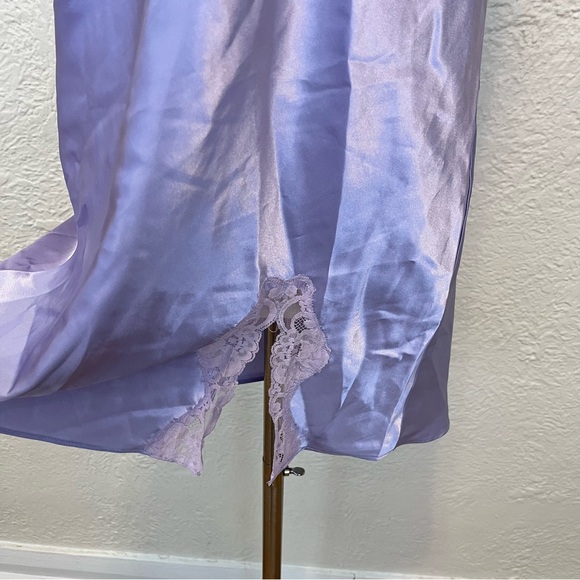 Vintage 90s Y2K Slip Dress Lingerie Satin Lace Purple Warners Intimates Medium M - Picture 2 of 10